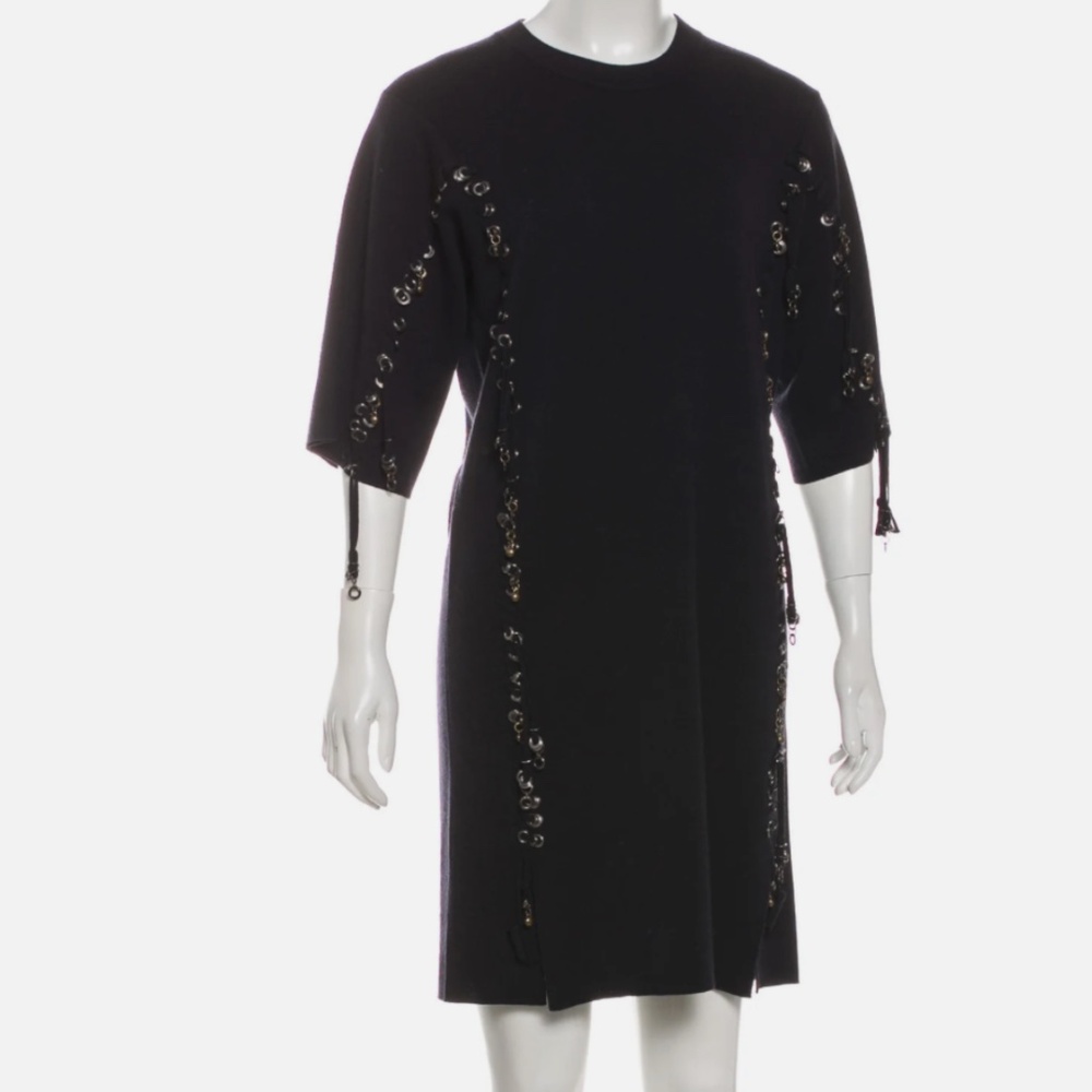 Chloé 2018 Wool Short Sleeve Navy Blue Dress Women's Size: S